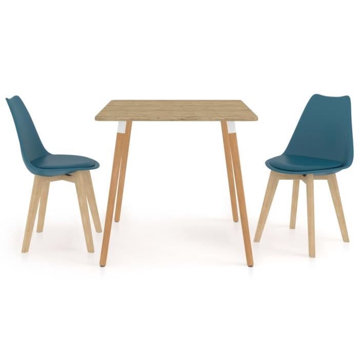 PAL Ensemble Meubles de salle à manger 3 pcs 80 x 80 x 75 cm métal, MDF avec PVC, bois de hêtre Turquoise Palm rose1