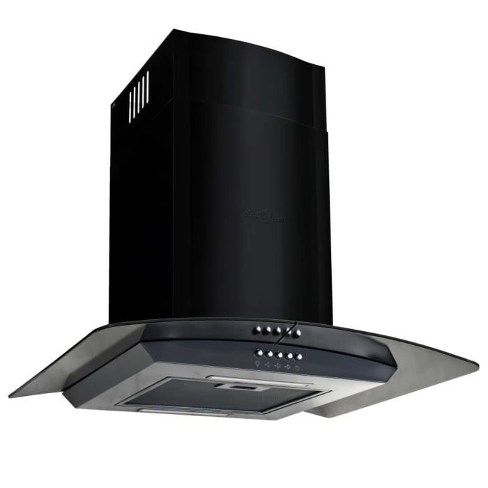 Design 88708 Magnifique Hotte murale Hotte aspirante cuisine - murale Hotte Déco - Acier inoxydable 756 m³-h 60 cm Noir