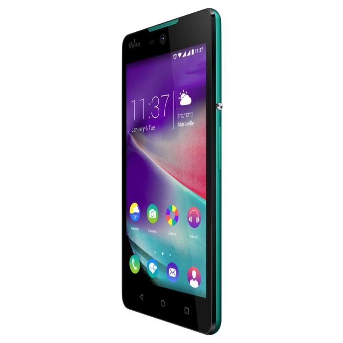 Wiko Rainbow Lite 4G, 12,7 cm (5-), 4 Go, 5 MP, Android, 5.1 Lollipop, Noir, turquoise