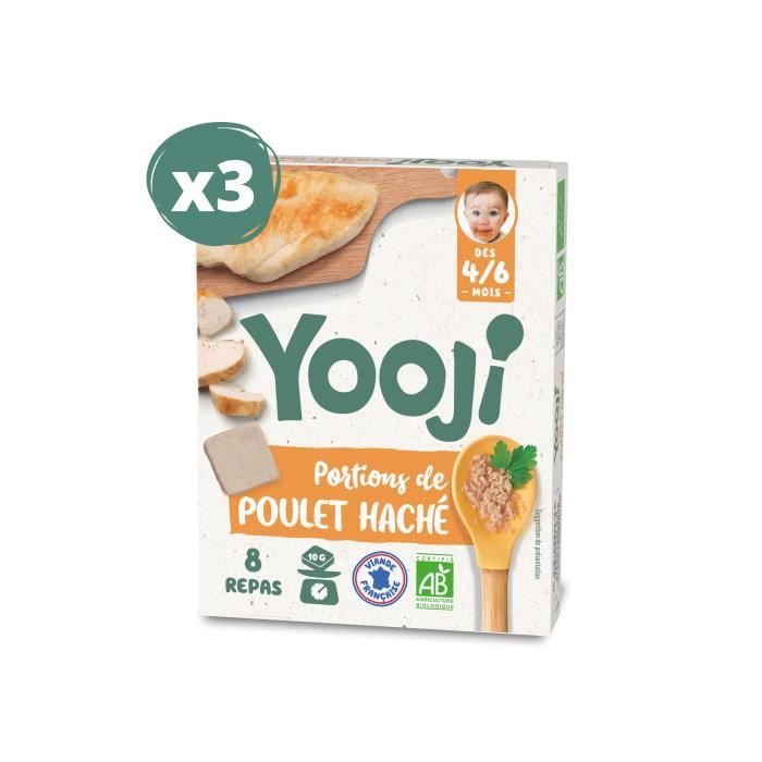 Yooji - Portions de poulet haché bio pour 36 repas bébé dès 6 mois