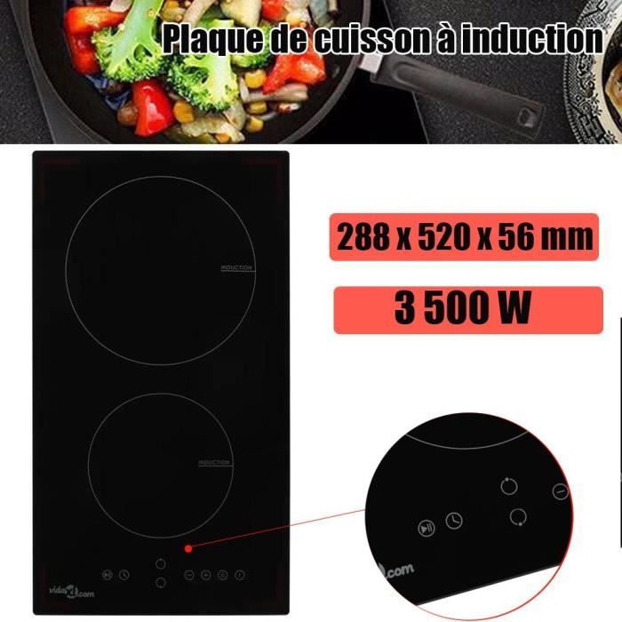 3500W Plaque de cuisson Induction - 2 Feux - Touch-Control - Minuteur - Sécurité enfants HB022