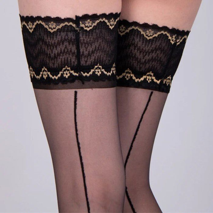 Bas De Cuisse Dentelle Transparente Sexy Avec Bande Silicone Antiglisse – Confort & Séduction