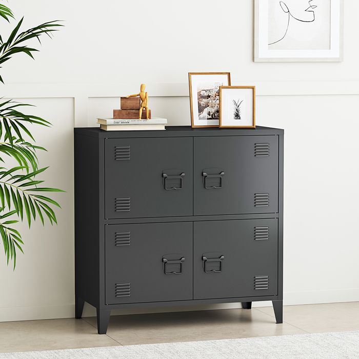 Armoire de bureau métallique Hamina à 4 portes acier 82 x 80 x 40 cm noir