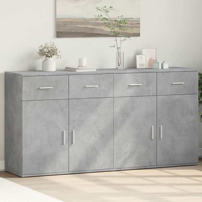 vidaXL Buffets 2 pcs gris béton 79x38x80 cm bois dingénierie 3276619