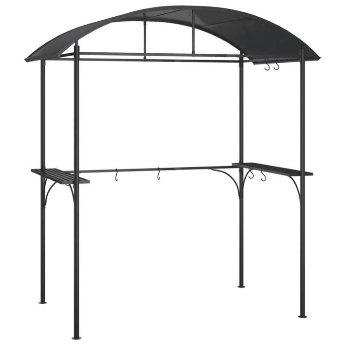 Gazebo BBQ et étagères latérales anthracite 220x115x230cm acier P66