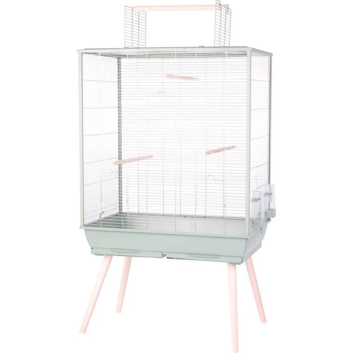 ZOLUX Cage grillagée surélevée pour oiseau Néolife - Pour perruche calopsitte canari - 81 x 48 x 152 cm - Néolife - Vert