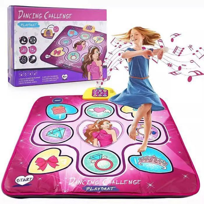 Richtim Tapis de Danse Jouets Tapis de Danse Jeu Jouet pour Filles avec Lumières LED 6 Modes de Jeu 5 Cadeaux Jouets pour Enfants 3 4 5 6 7 8 9 10 Ans