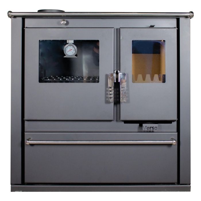 Cuisinière à Bois Verso CS Plus - 7 7 kW Plaque Supérieure en Métal Design Fonctionnel et Sortie des Fumées à Gauche