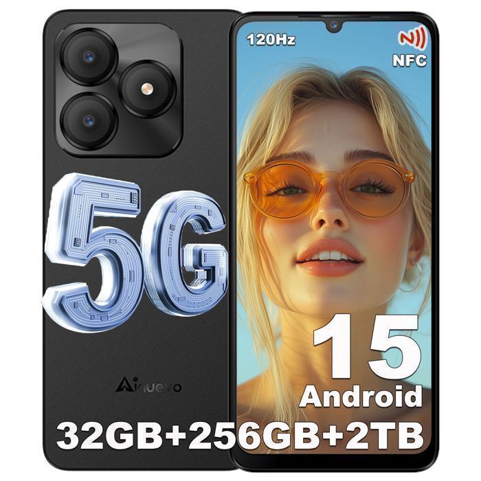 AINUEVO Smartphone 5G 32GB+256GB 6.75"" 120hz 5280mAh  Neo S25 Pro - Noir