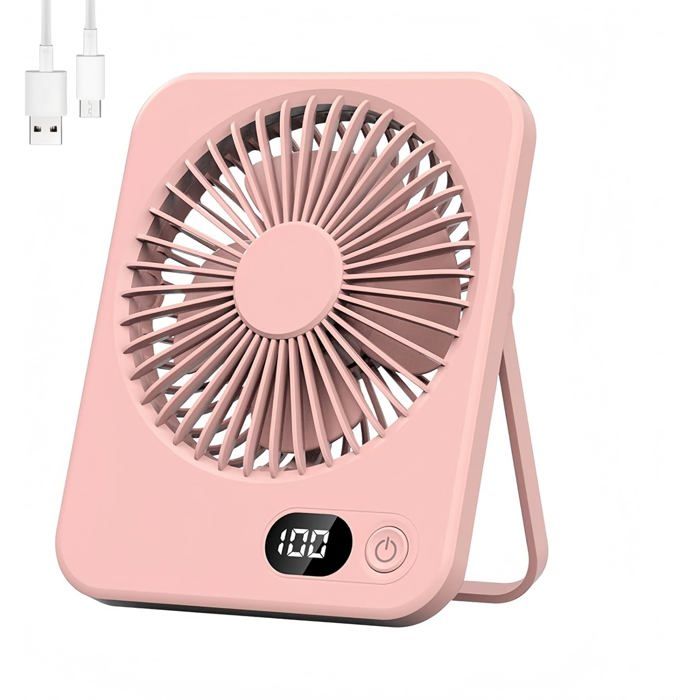 Mini ventilateur - KZQ - Portable - USB-C - 5 vitesses - Silencieux - Rose - Kzq