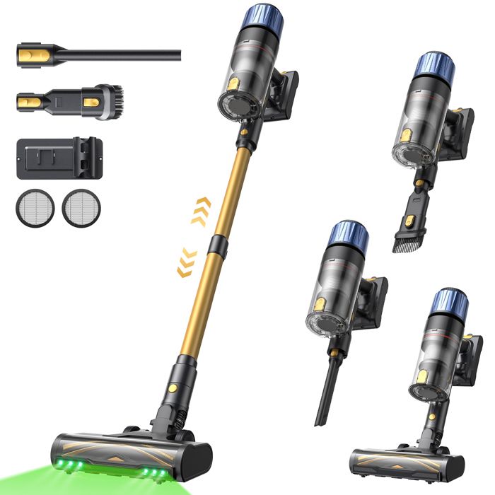 PROSCENIC Aspirateur balai sans fil P15A - aspirateur puisstant 75Kpa/160AW -70 Min -650W -Debout autonome Léger Greeneye