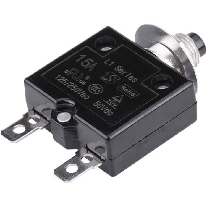 Disjoncteur Thermique L1 Series - 15A - Bouton-poussoir - Neuf Sous Blister - Chine