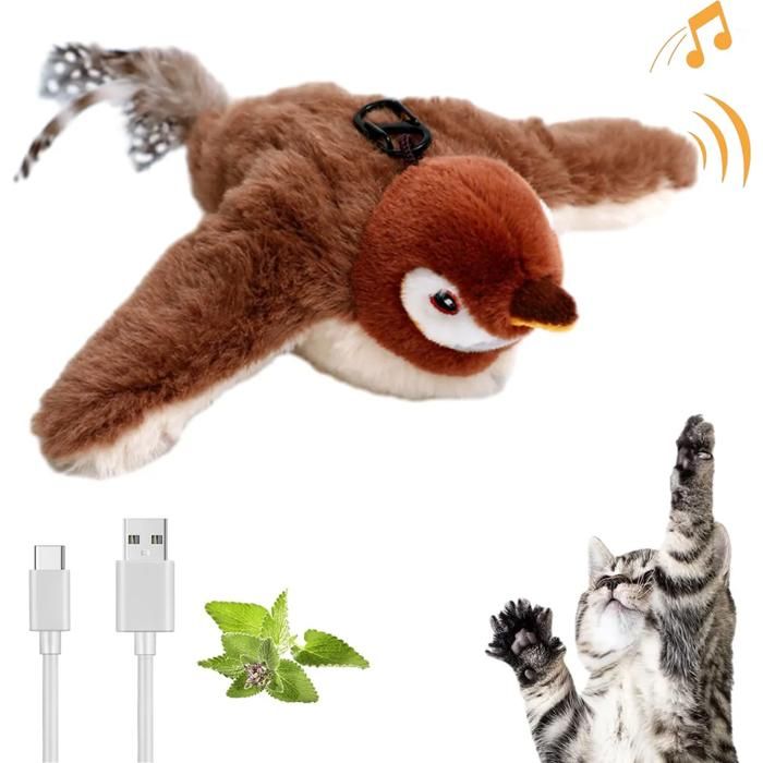 Meilleurs prix pour Jouet à chat volant électrique avec catnip jouet interactif simulant un oiseau lavable ODIPIE