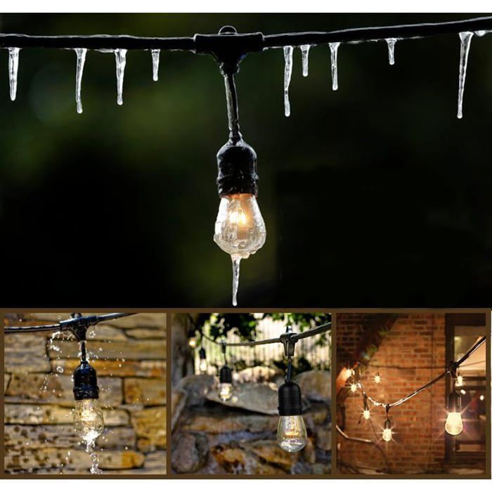 Guirlande Lumineuse Extérieure 10M S14 Guirlande Guinguette LED avec 10 2W E27 Plastiques Ampoule-3000K Blanc Chaud