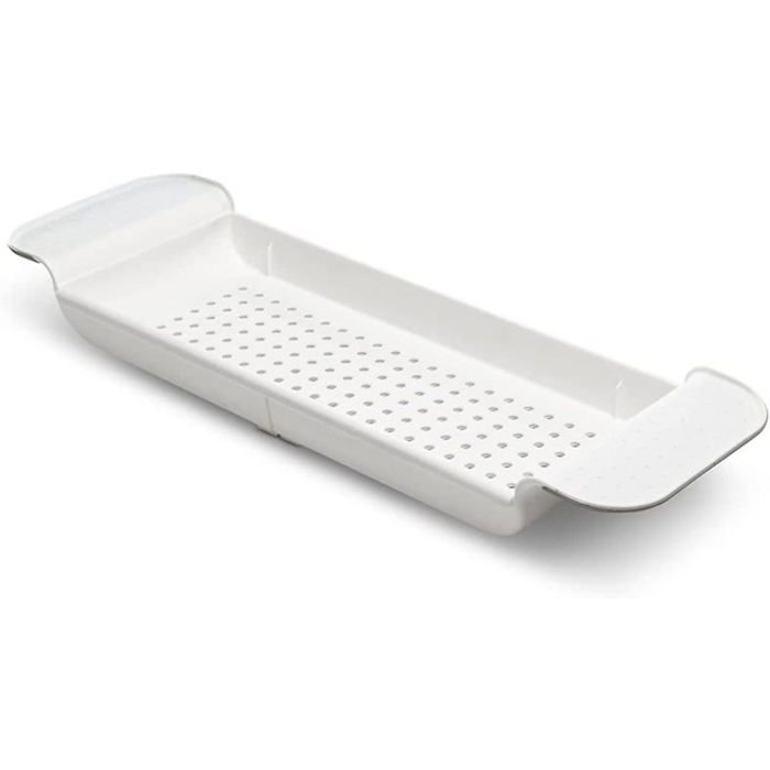 Étagère de baignoire extensible convenant aux baignoires aux douches en plastique et aux receveurs de baignoire.