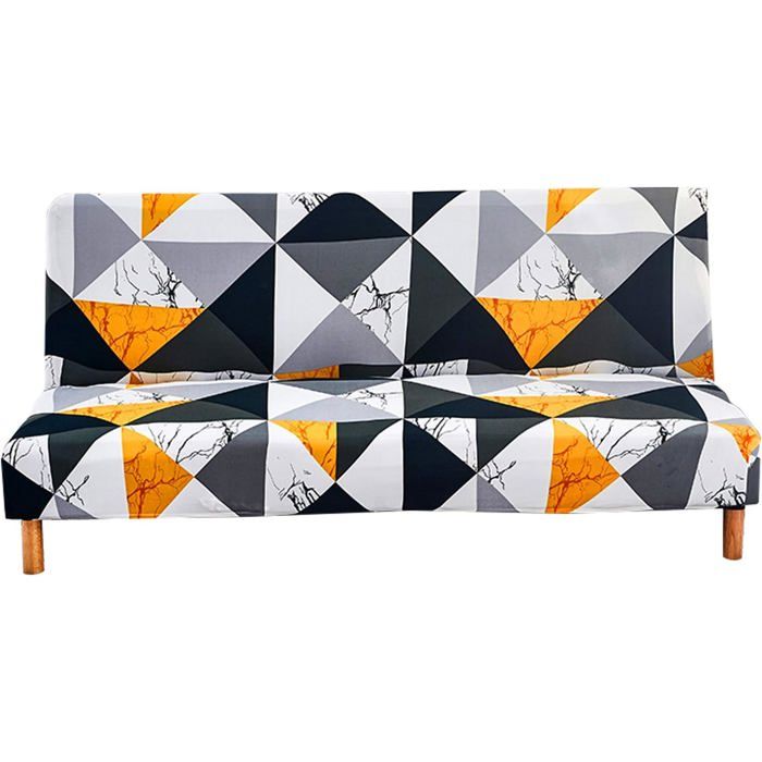Housse de Canapé Sans Bras 3 Places Couverture de Canapé Extensible Tout Couvert Canapé Pliant Protecteur Universel Motif Label