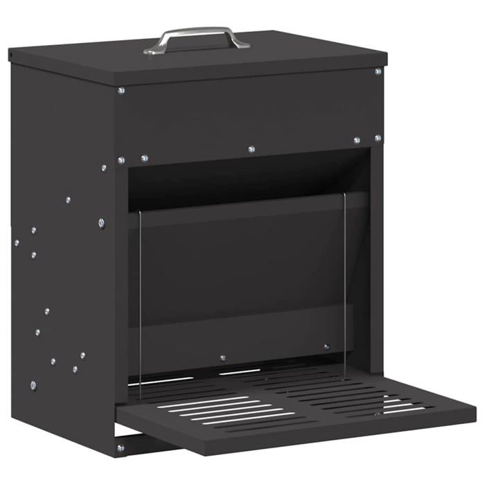 Nourrisseur à pédale pour poules - vidaXL - Noir - 33x42x40 cm - Capacité 10 kg - Acier laminé à froid