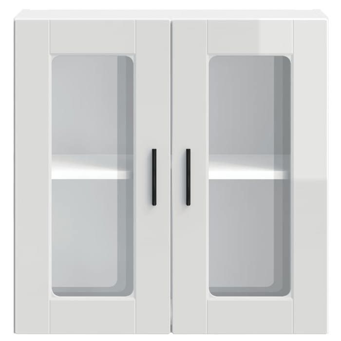 Moderne Placard mural cuisine SWEETY Cabinet cuisine avec porte en verre Porto blanc brillant 60x31x60 cm BB901