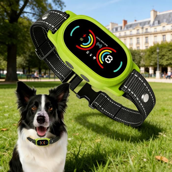 Meilleurs prix pour Collier anti-aboiement rechargeable pour chien 4 modes 3 niveaux de sensibilité détection intelligente étanche IPX7 (Vert)