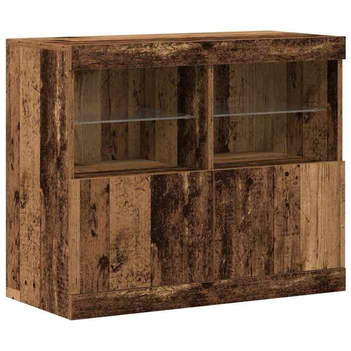 ABOTT@Buffet Bahut KENNETH - LED - Meuble de rangement Marron 81x37x665cm - Bois dingénierie - 440769