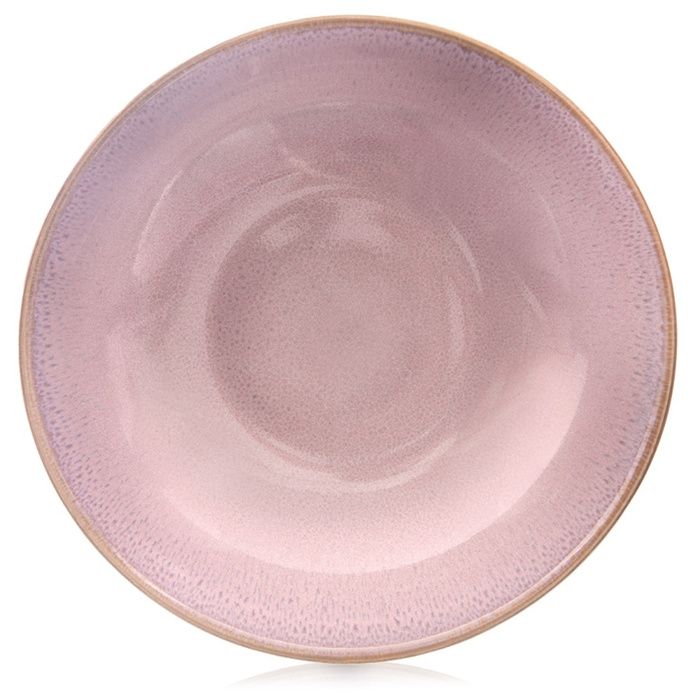 Assiette à dîner profonde en céramique - Orion - 21 cm - Rose - 900 ml - Céramique émaillée - Mouchetée