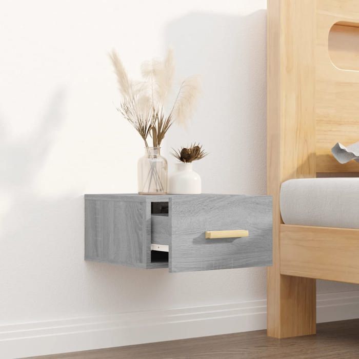 Table de lit - Gris - Armoire de chevet - 1 PC - desgin murale - sonoma gris 35x35x20 cm T3755