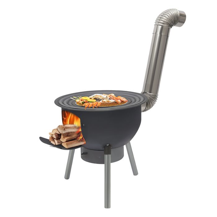 Poêle à Bois Barbecue Gril - Barbecue à Charbon de Bois - Diamètre Max. 52cm - Portable pour Jardin Plein Air et Pique-Nique