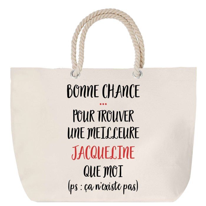 Sac de plage anse corde Jacqueline ça nexiste pas Cadeau Anniversaire Noël Grand Sac de Transport & Sport