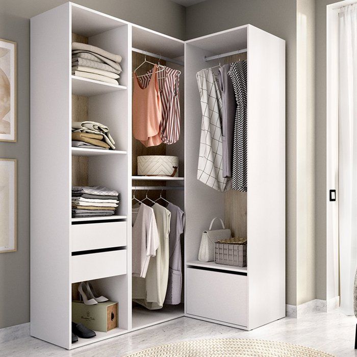 Grande Garde-robe Clayhill Dmora en bois mélaminé blanc 124x205h cm Grande Garde-robe Clayhill Dmora en bois mélaminé blanc 124x205h cm