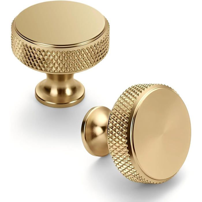 Lot De 10 Boutons De Meuble Moletés Aluminium Finition Bronze Champagne Ø26 5 mm Poignées Tiroir Armoire Cuisine