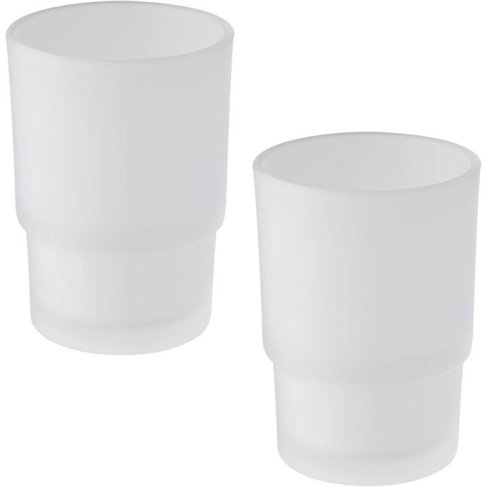 Lot de 2 - Gobelet pour bain de bouche - Porte-brosse à dents - Gobelet en verre pour brosse à dents - Support mural - Porte-brosse