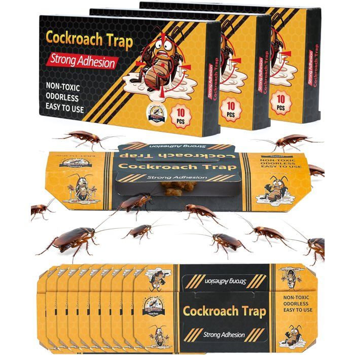 Lot de 30 Pièges à Cafards et Blattes–Piège Anti Cafard Puissant Non Toxique–Attrape-Cafards Collant Efficace