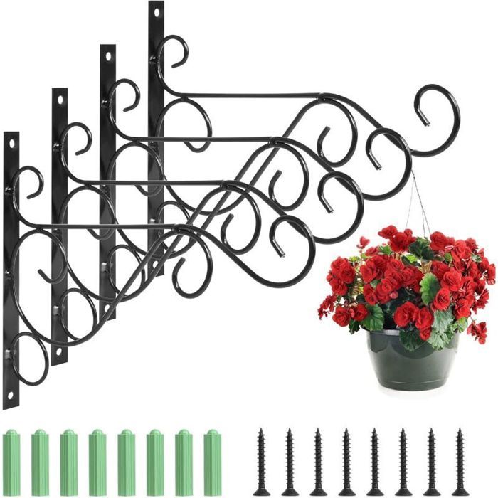 Support Plante Mural Suspension Mural Crochet Plante Suspendre Crochet en Fer Support de Pot de Fleur crochets muraux en fer pour