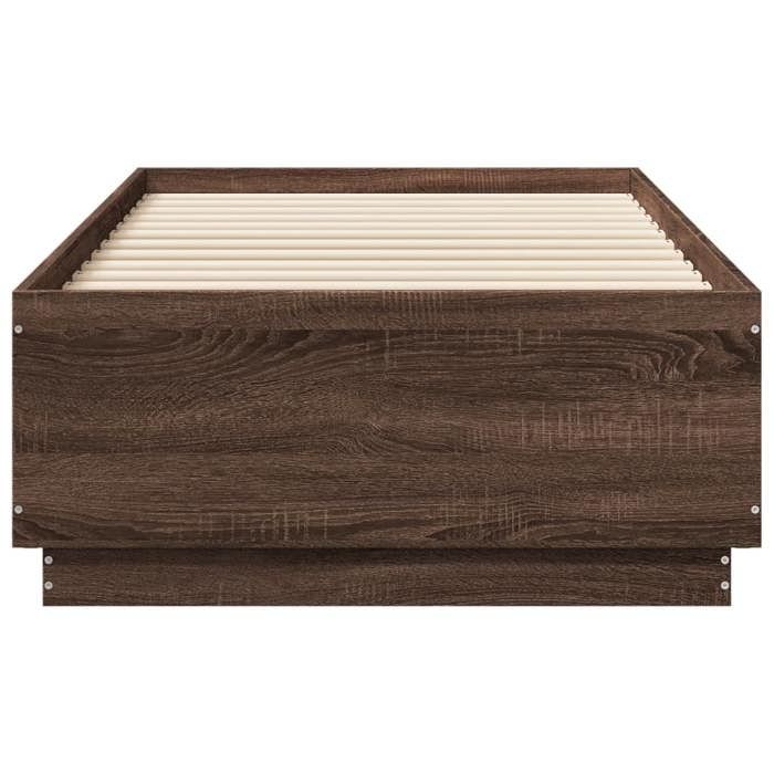Structure de lit - HAOSHOP - Cadre de lit sans matelas chêne marron 90x190 cm&01_93045