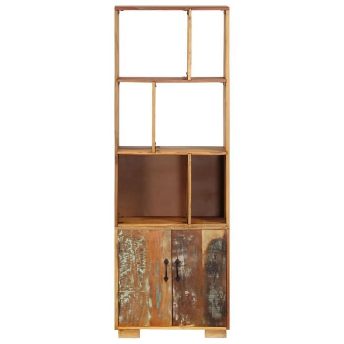 Bibliothèque en bois de récupération solide - ARAMOX - 60x35x180 cm - 6 étagères - Marron