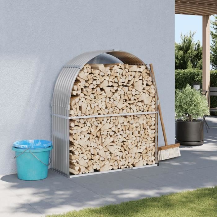 Abri de stockage de bois Acier galvanisé 330x92x153 cm Gris - abri de