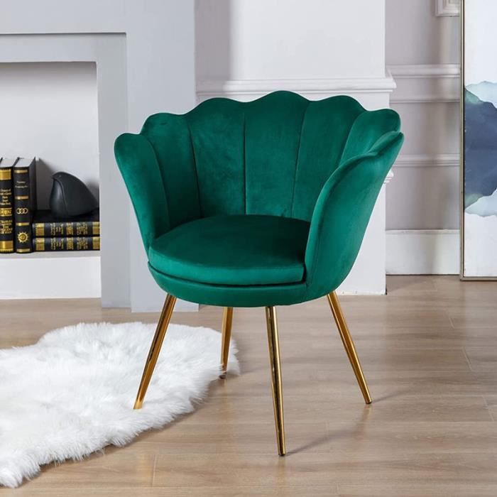 wahson fauteuil en velours chaise salle à manger avec pieds en métal plaqué or, chaise pour salon/chambre/coiffeuse (vert)