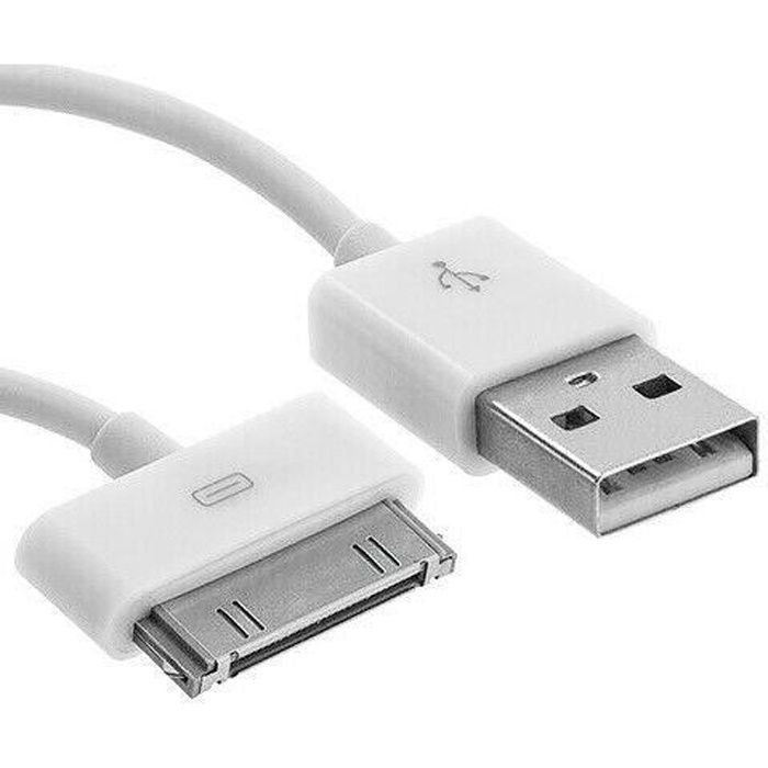 Top4pc Chargeur pour iPhone 4 4S 3G 3GS iPad Câble USB 30 broches 1m Blanc  : : Informatique