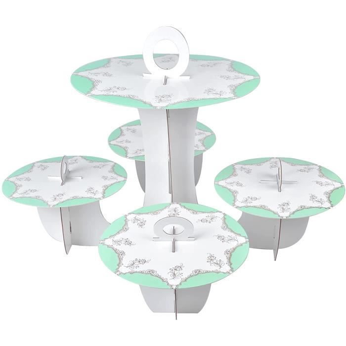 Présentoir à Gâteaux 3 étages Frozen - Support En Carton Avec Flocons De Neige, Pour Fêtes D'anniversaire Enfants