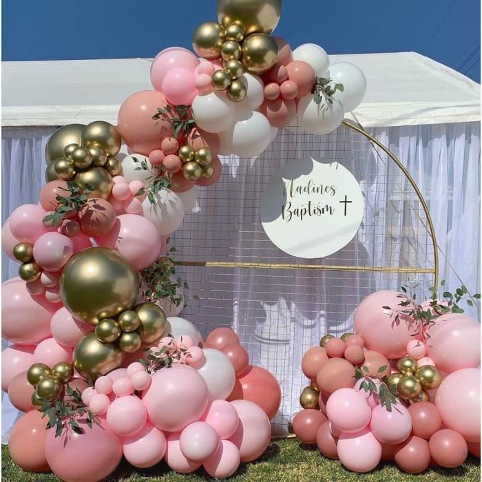 Kit Guirlande De Ballons Or Et Rose - 129 Ballons (métallisés, Confettis) Pour Mariage, Anniversaire, Fête Princesse