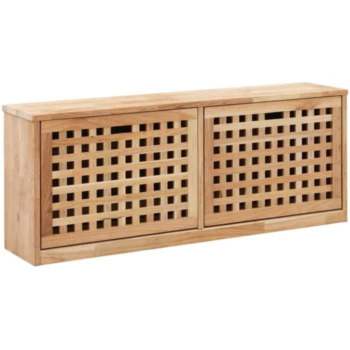 Banc de Rangement de Chaussures 94x20x38cm Bois Massif de Noyer Armoire à Chaussures Meuble à Chaussures Etagère à Chaussures Range