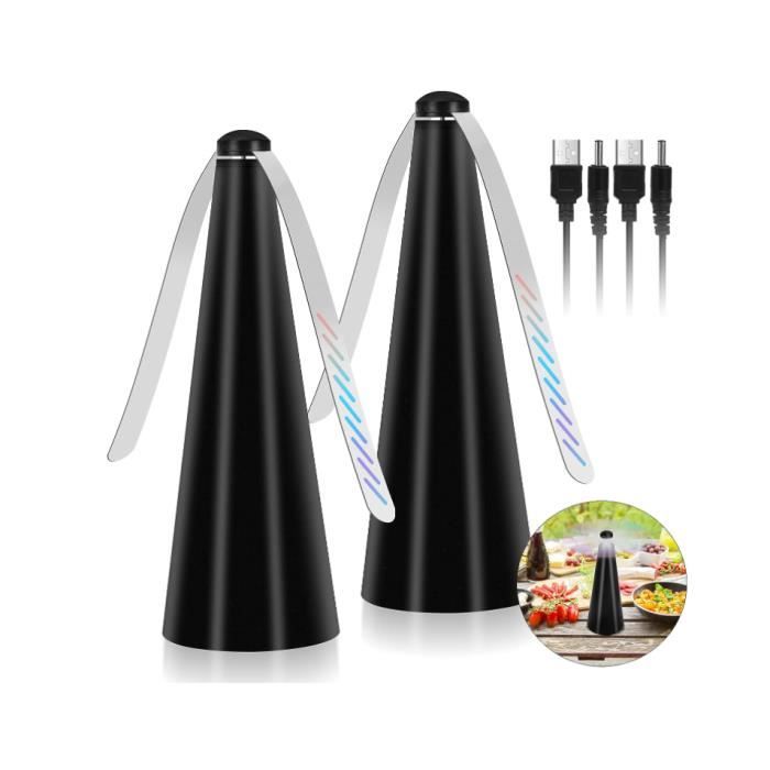 Ventilateur Anti-mouches De Table - 2 Pièces, Pales Souples Holographiques, Alimentation 2xAA, Pour Repousser Insectes En Extérieur/intérieur