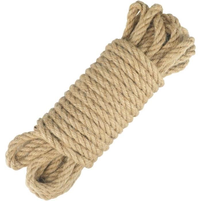 G2PLUS - Corde De Jute Naturelle 20m X 8mm - Pour Décoration, Jardinage, Bricolage & Griffoir Chat - Résistante