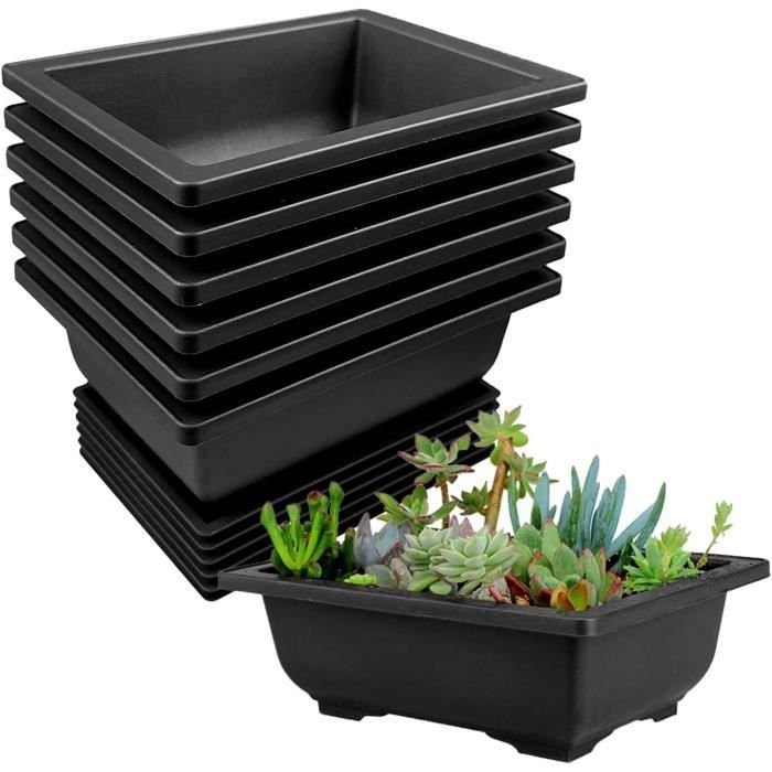 2 Pots De Fleurs Plastique Réutilisables - 30,5x23x8 Cm, Avec Trous De Drainage, Pour Intérieur Et Extérieur
