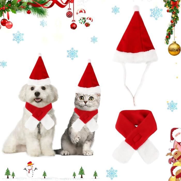 Déguisement Noël - Non spécifié - Bonnet et écharpe - Rouge - Pour chien - 4 pièces