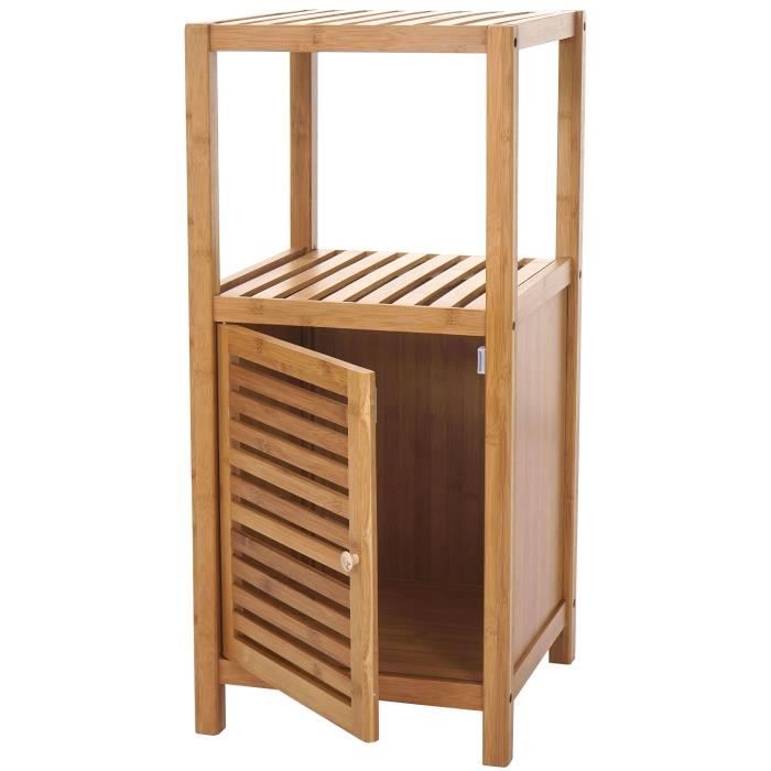 Etagere De Salle De Bains Avec Porte Bambou 80x36x34cm Achat