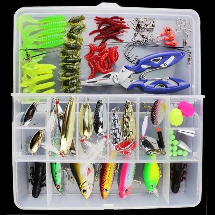 101PCS Kit de leurres de pêche tout-puissant avec leurres durs mixtes et  leurres - Cdiscount Sport