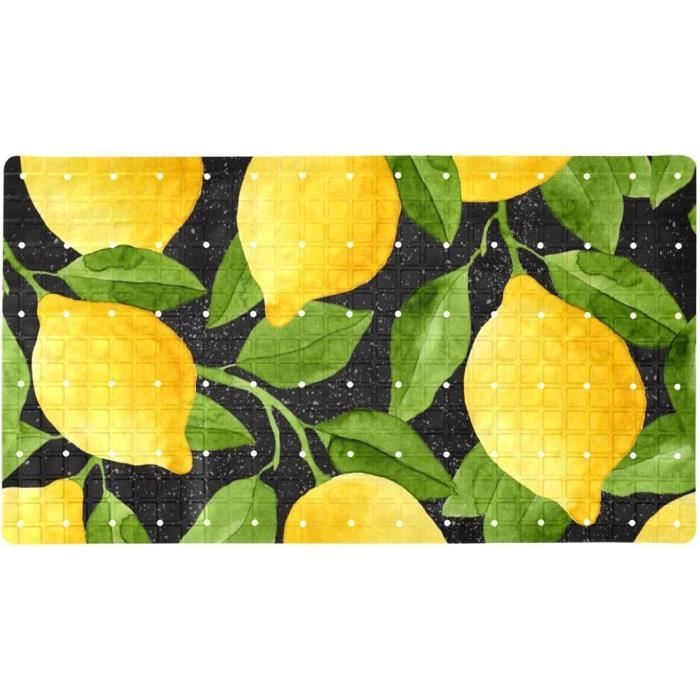 Lot De 4 Tapis Gitans Lavables - 3 Grands (80x120cm) + 1 Paillasson (50x70cm), Couleur Citron, Antidérapants