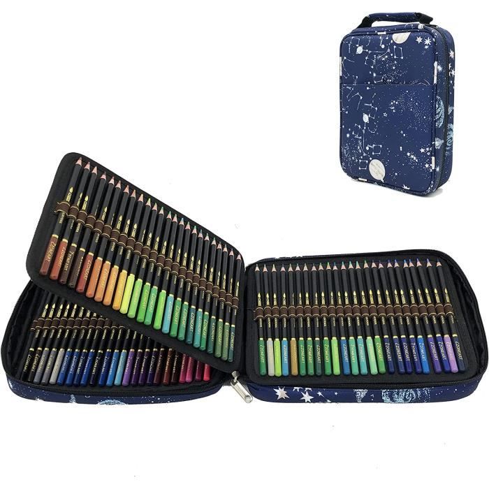 VICHOS 48 Crayons De Couleurs Professionnels Avec Pochette à Roulettes - Set Complet Pour Enfants Et Adultes