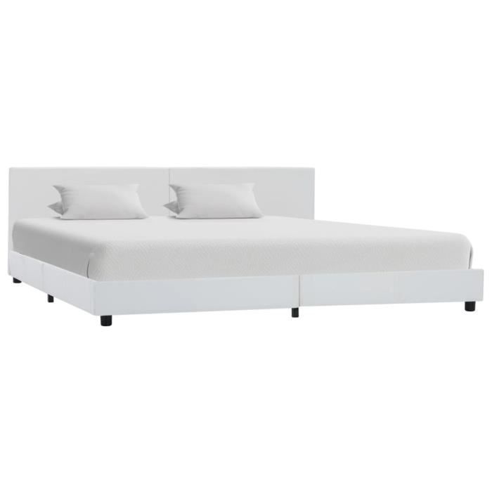 cadre de lit blanc similicuir 180 x 200 cm - pop - market - haut de gamme®mtxcmc®
